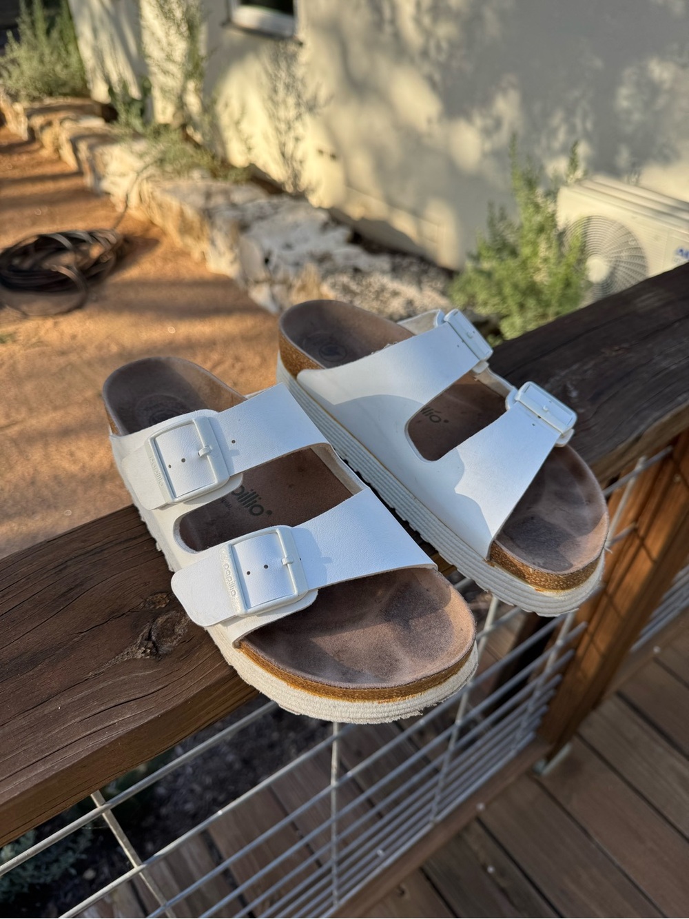 Platform White Birkenstocks Double-Buckle Slide Sandals for Women